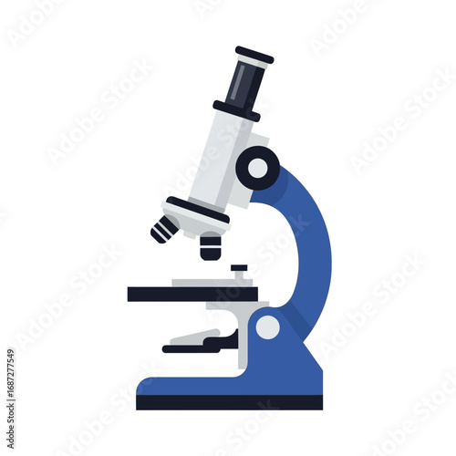 Blue and White Flat Design Microscope Illustration