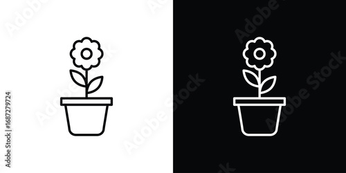 Flowerpot icon design elements pack. Vector symbols for UI Designs