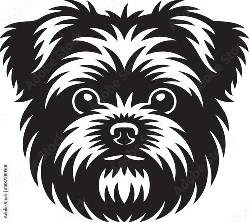 Cute Dog Portrait Illustration Black and White