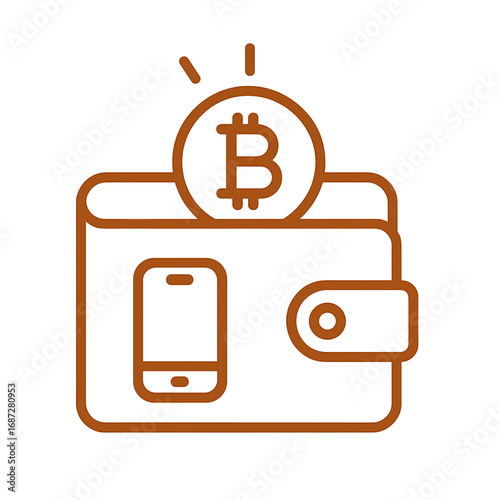 Digital wallet symbol with smartphone and bitcoin icon Crypto Wallet 