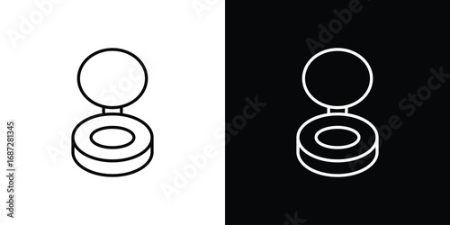 Cosmetic powder with mirror icon design elements pack. Vector symbols for UI Designs