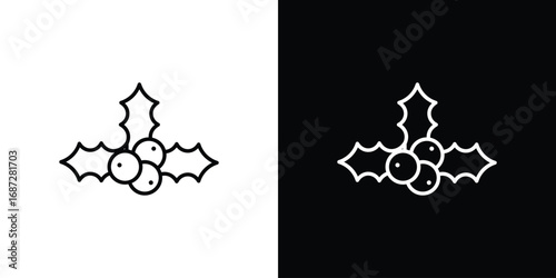 Christmas holly berry icon design elements pack. Vector symbols for UI Designs