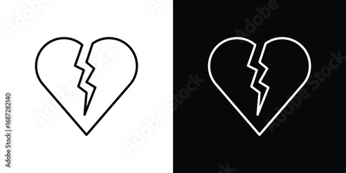 Broken heart icon design elements pack. Vector symbols for UI Designs