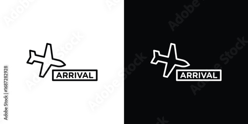 Airport arrival sign design elements pack. Vector symbols for UI Designs