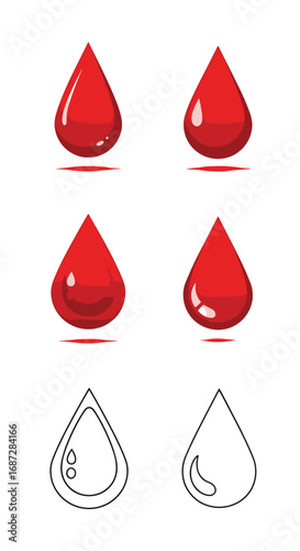 Visual representation of blood drops illustrating different aspects of the fluid