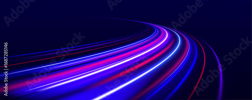 Light beams sweep across the scene like lasers in deep space. Neon gradients shift from turquoise to magenta. A futuristic tunnel opens into glowing infinity.