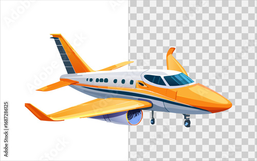 Orange Private Jet Vector Graphic Illustration for Business Travel
