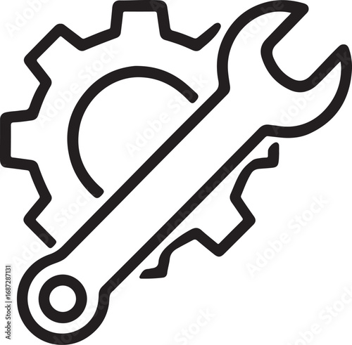 Gear and wrench icon symbolizing mechanical engineering and industrial repair services