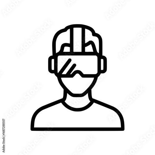 Person wearing VR headset and engaging in virtual reality experience  