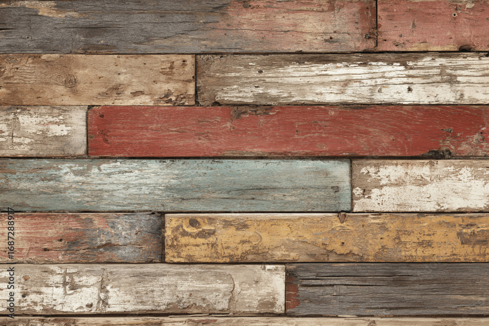 Naklejka premium Rustic weathered wood planks various colors and textures