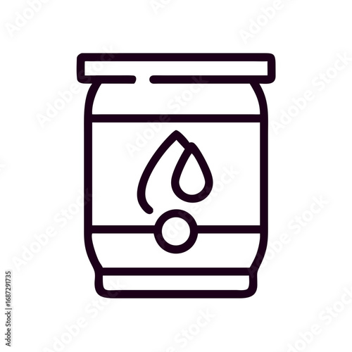 Water rain barrel icon in minimalist style with droplet symbol  