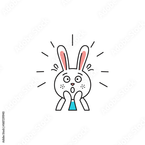 Expressive cartoon rabbit showing astonishment surprise and shock with wide eyes and open mouth