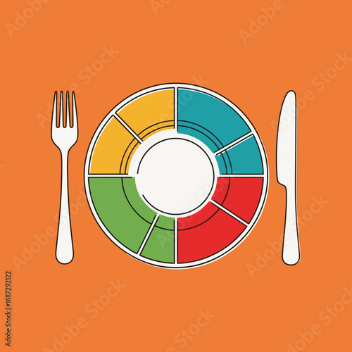 Balanced diet plate visualization showing food group proportions for healthy eating choices