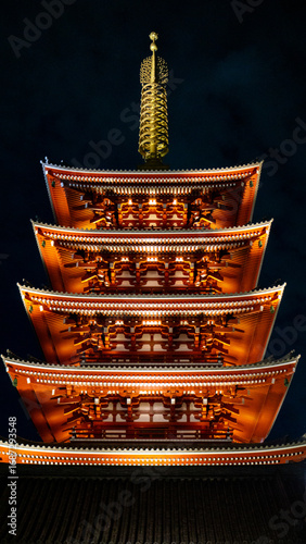 Photography The red building of Sensoji Temple in Asakusa at night