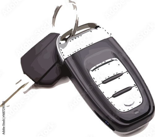 Car key with remote control isolated on a white background for automotive security