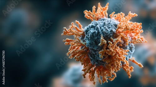microscopic cell orange protein detail