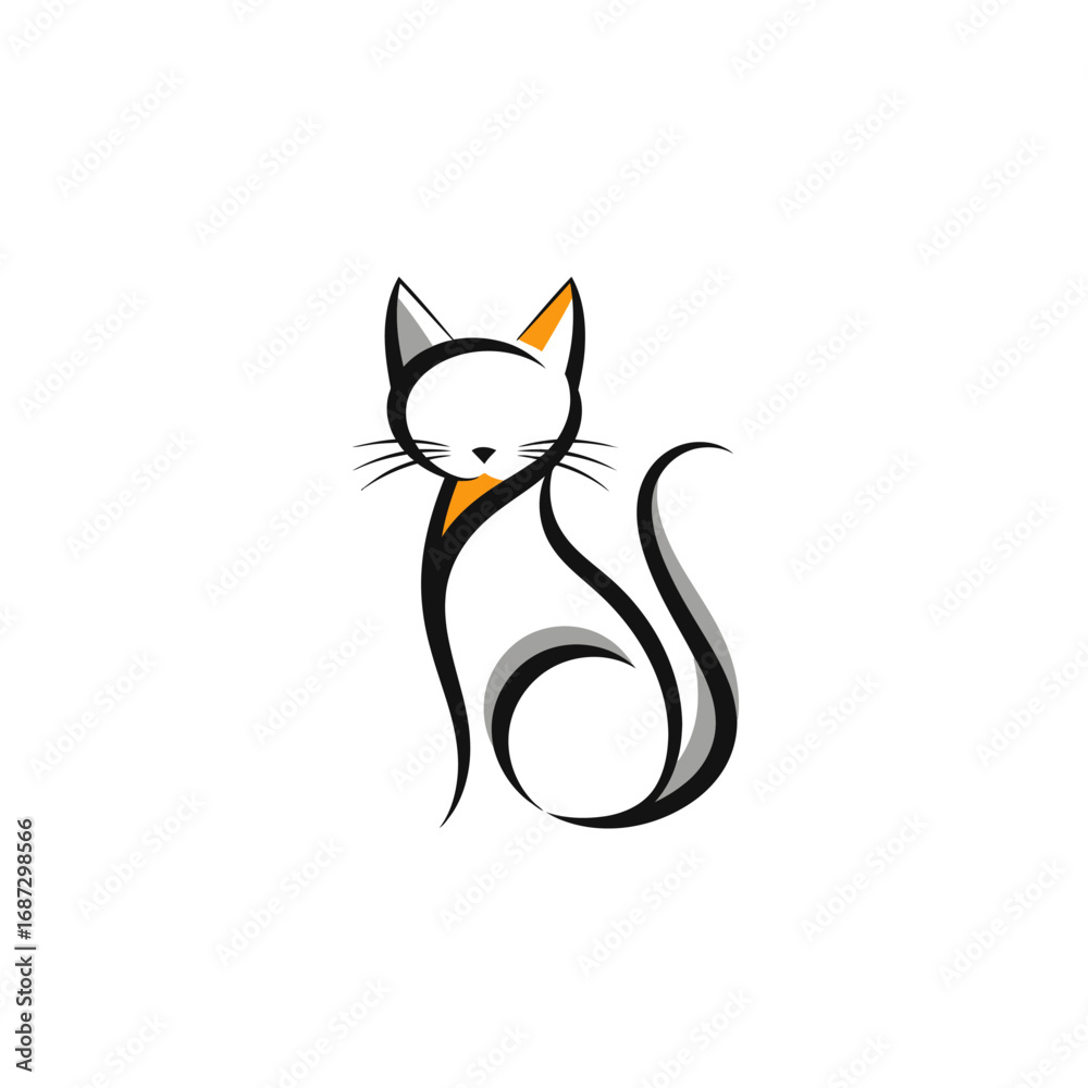 custom made wallpaper toronto digitalElegant Sitting Cat Silhouette Logo