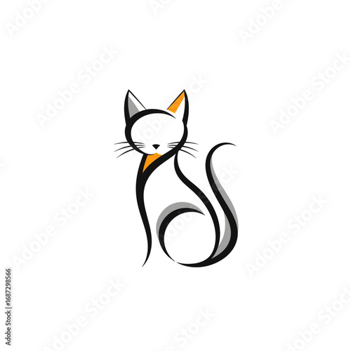 Wallpaper Mural Elegant Sitting Cat Silhouette Logo Torontodigital.ca
