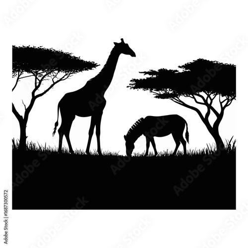 Savanna Wildlife Silhouette