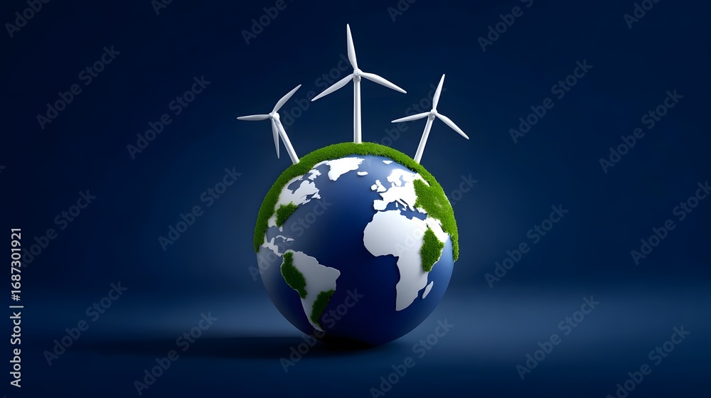 Naklejka premium Renewable wind turbines generating clean energy to power a sustainable future for the Earth and its environment