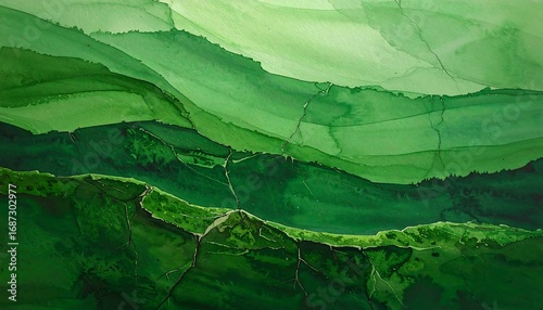 Abstract landscape of layered green hues