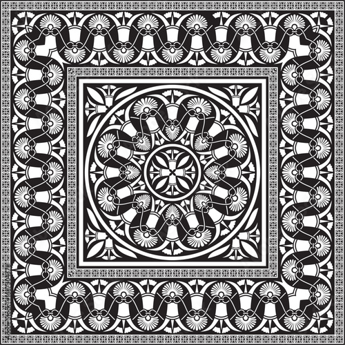 Vector black monochrome classic Greek square ornament. Rectangle of Ancient Greece and Roman Empire. Byzantine painting of walls, floors and ceilings. Decoration of European palaces.
