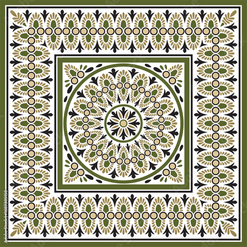Classic Greek colorful square ornament. Vector pattern, ancient Hellenic rectangle. European border.
