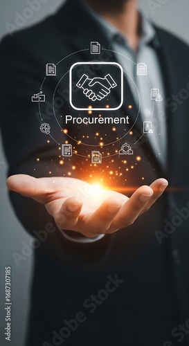 The image captures the essence of global commerce and fintech, with a clear focus on simplifying complex supply chain and procurement agreements.