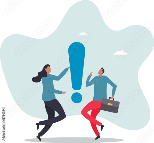 Big exclamation mark for important information, answer or resolve problem, solution or risk warning, attention or punctuation .about a man and his life.