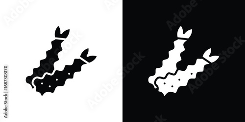 Tempura icons set. Black and white silhouette collection