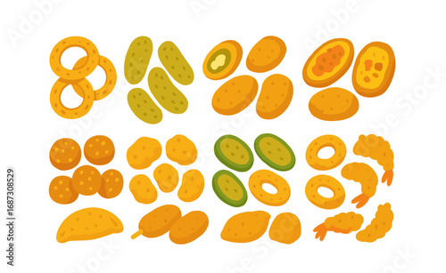 Food and snack flat icon set. delicious fast food icons collection.