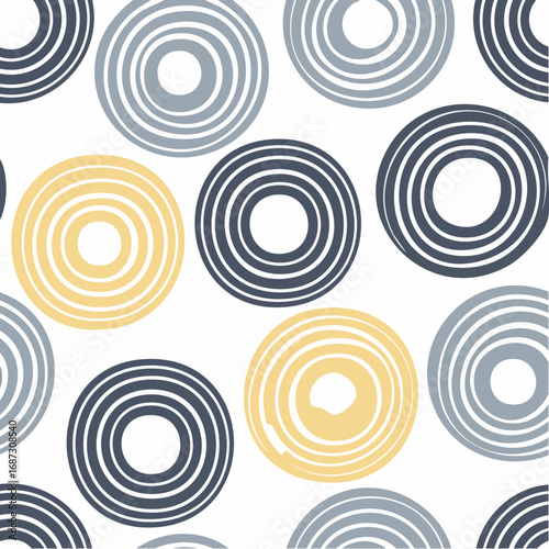 Textura de cuadrícula de patrones sin fisuras geométricas con líneas círculos y puntos Vector
3