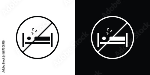 Sleepover ban signs set. Black and white silhouette collection