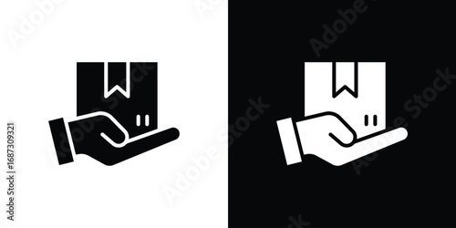Safe delivery icons set. Black and white silhouette collection