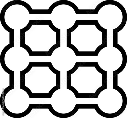 Grouped composition of dots linked by contour lines forming a clustered network structure.
