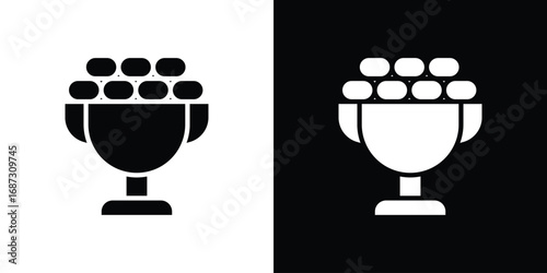 Ramadan breakfast icons set. Black and white silhouette collection