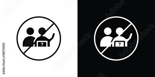 Please do not ask signs set. Black and white silhouette collection