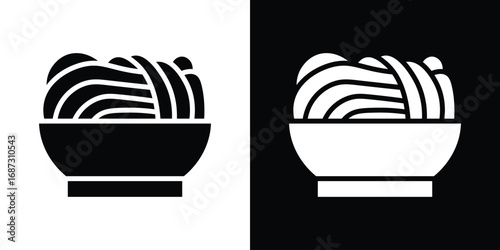 Pasta icons set. Black and white silhouette collection