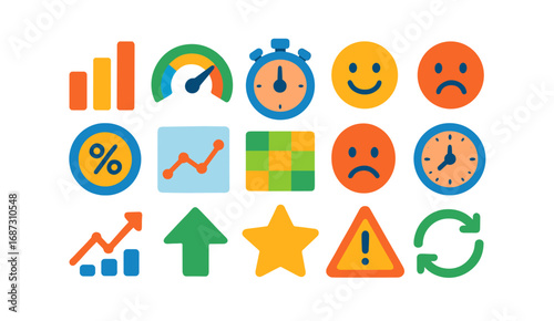 Business, analytics flat icon set. data, chart, performance, success flat collection