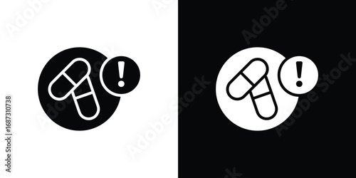 Overdose icons set. Black and white silhouette collection