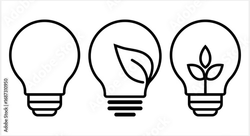 Doodle electric eco lamp set icon Lamp with leaf Sketch vector stock illustration