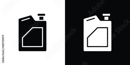 Oil can icons set. Black and white silhouette collection