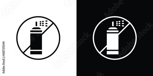No spray can allowed signs set. Black and white silhouette collection