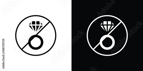 No jewelry signs set. Black and white silhouette collection