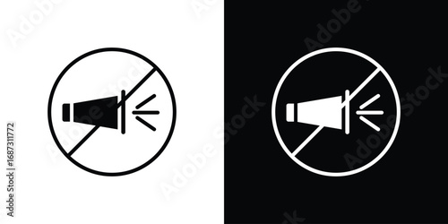 No horn signs set. Black and white silhouette collection