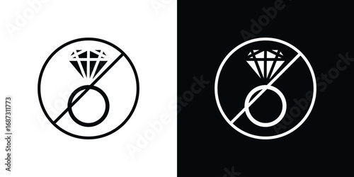 No jewelry sign pack. vector glyph flat icons