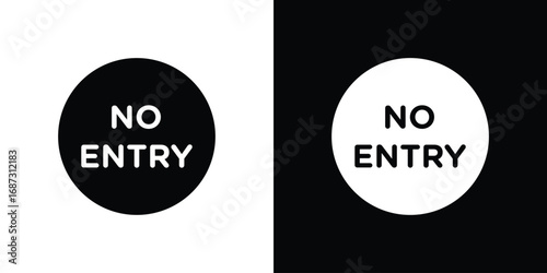 No entry road signs set. Black and white silhouette collection