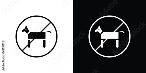 No dogs allowed signs set. Black and white silhouette collection