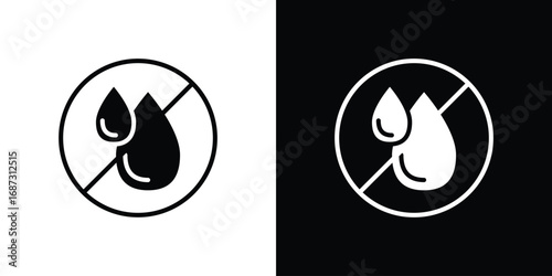 No Water drop signs set. Black and white silhouette collection