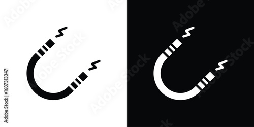 Magnet icons set. Black and white silhouette collection